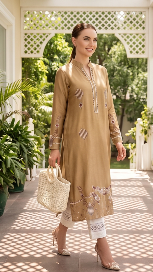Nova Beige - Shirt and Dupatta - EA-26-NB