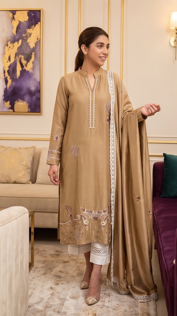 Nova Beige – Shirt and Dupatta - Image 5
