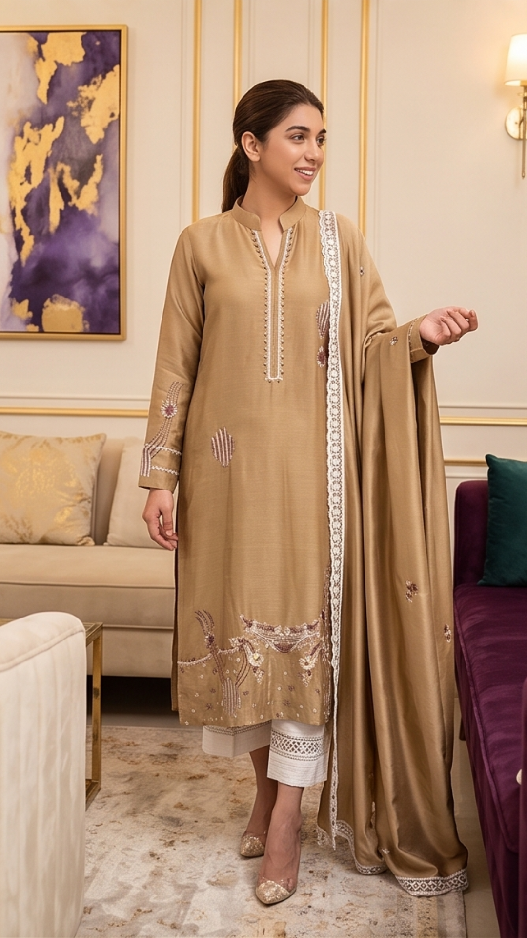 Nova Beige – Shirt and Dupatta - Image 5