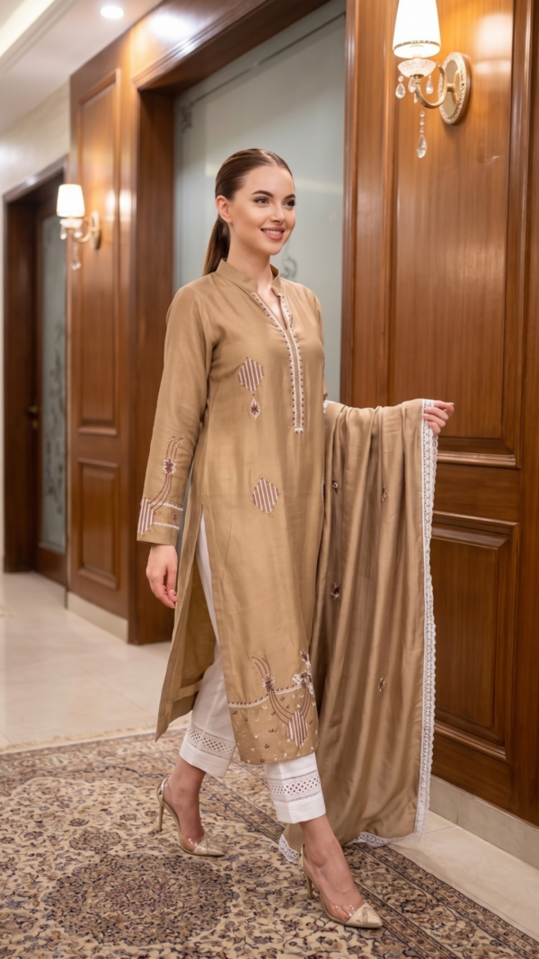 Nova Beige – Shirt and Dupatta - Image 3
